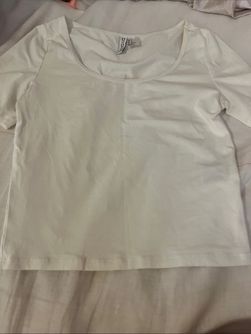 Divided White Scoop Neck Crop Top
